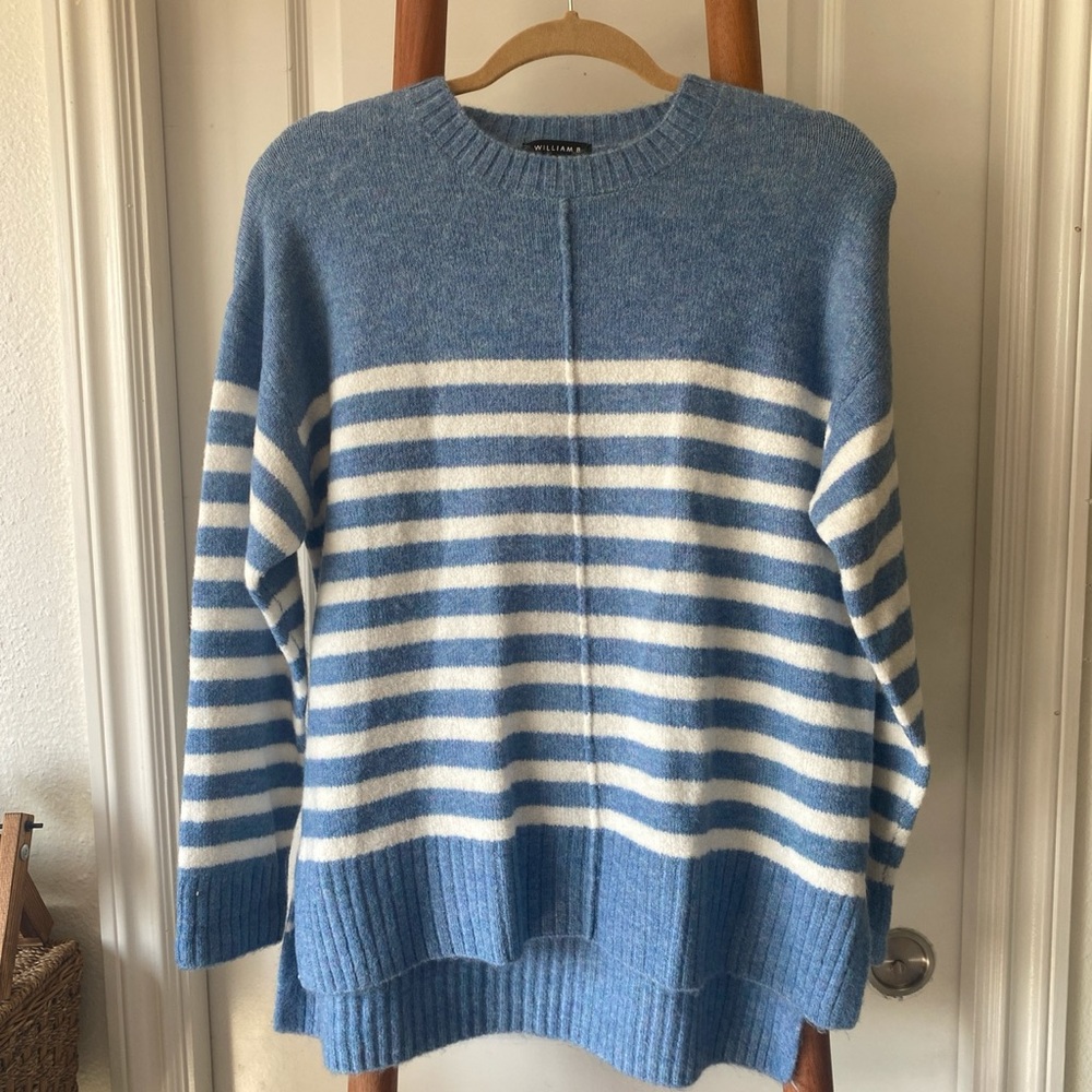 Light blue white stripe sweater